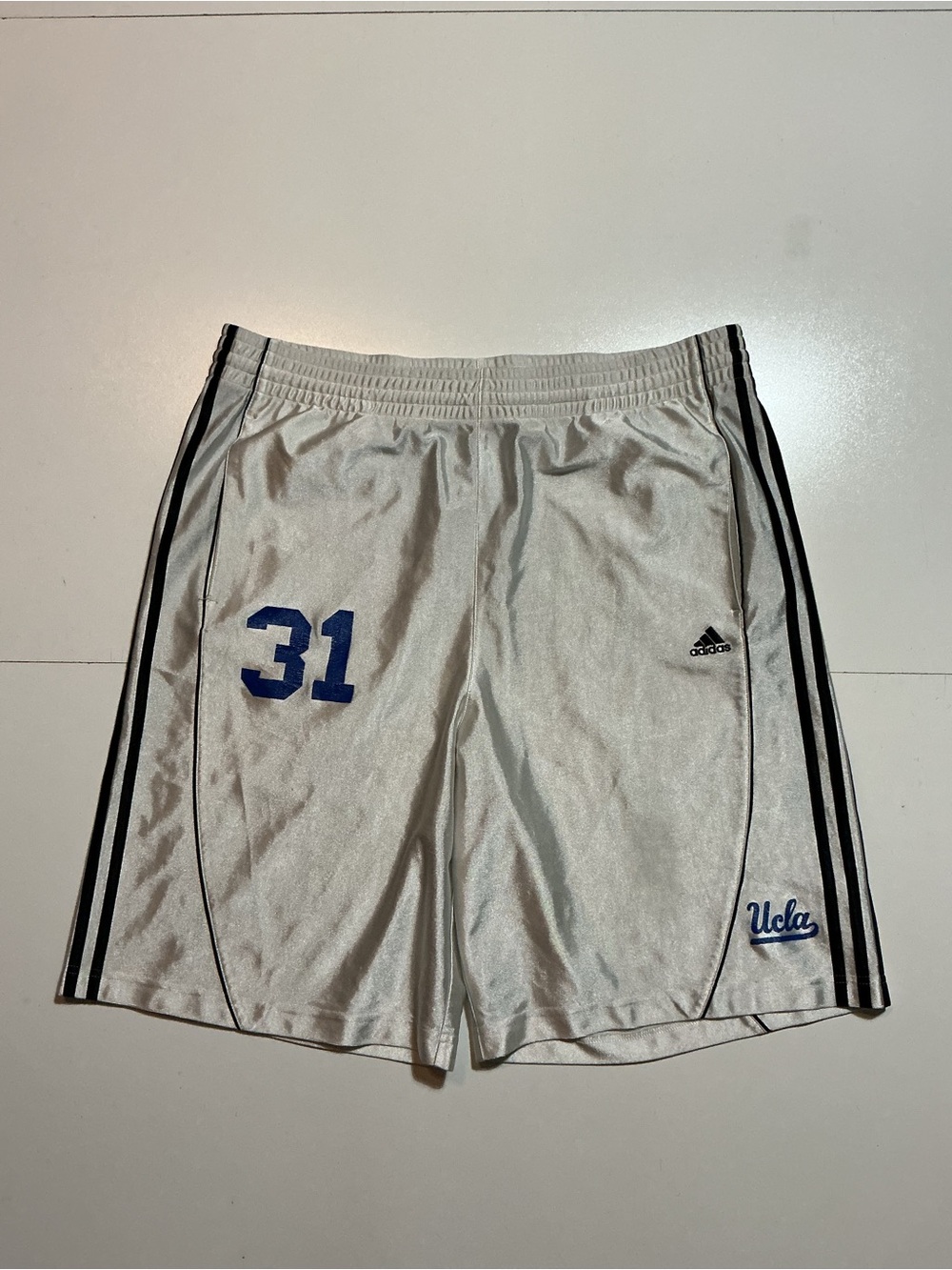 Adidas UCLA Bruins 2009 #31 Team Basketball 10" Inseam White Gym Shorts